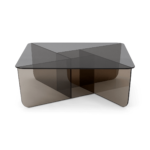 Oki Square Coffee Table, Smoked Grey & Amber Glass