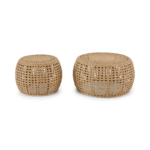 Omaha Nesting Coffee Tables, Natural Rattan