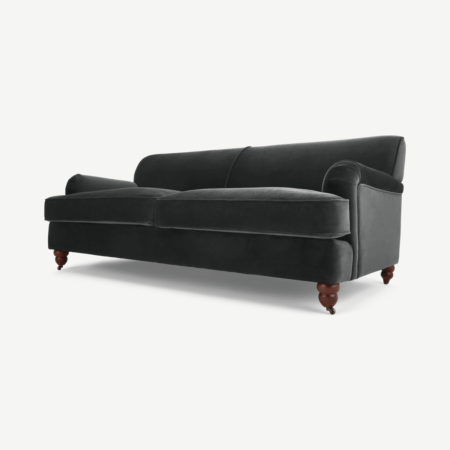 Orson 3 Seater Sofa, Midnight Grey Velvet