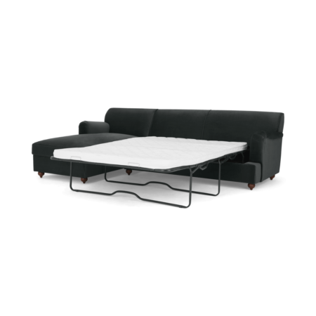 Orson Left Hand Facing Chaise End Sofa Bed, Velvet Midnight Grey