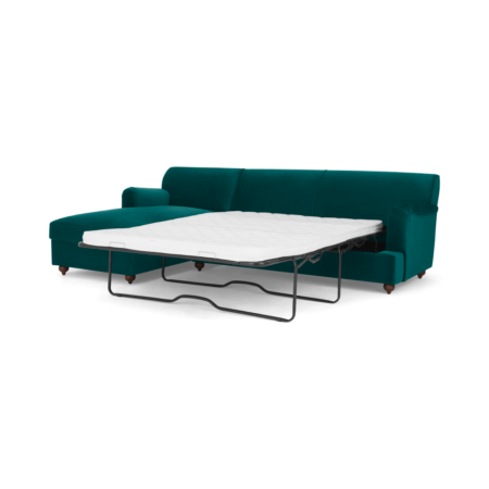 Orson Left Hand Facing Chaise End Sofa Bed, Velvet Seafoam Blue