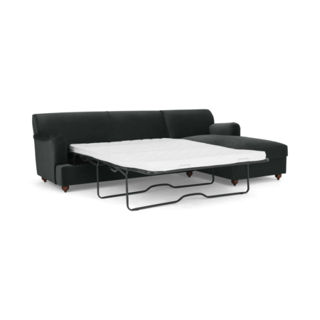 Orson Right Hand Facing Chaise End Sofa Bed, Velvet Midnight Grey