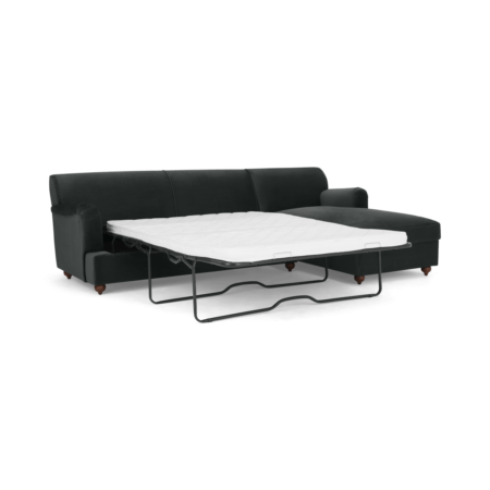 Orson Right Hand Facing Chaise End Sofa Bed, Velvet Midnight Grey