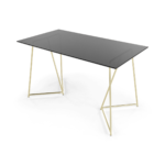 Patrizia Desk, Brass and Black Glass