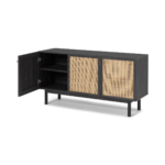 Pavia Sideboard, Natural Rattan & Black Wood Effect