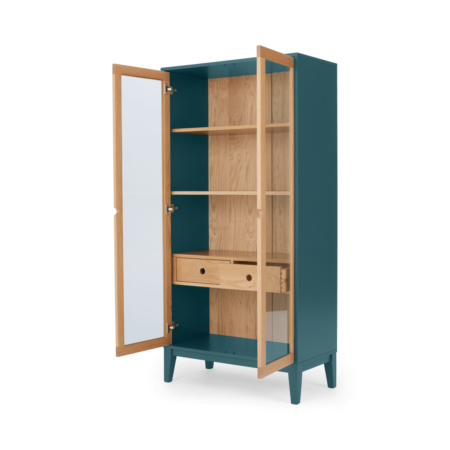 Ralph Glass Cabinet, Oak & Teal