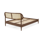 Reema Double Bed, Dark Stain & Cane