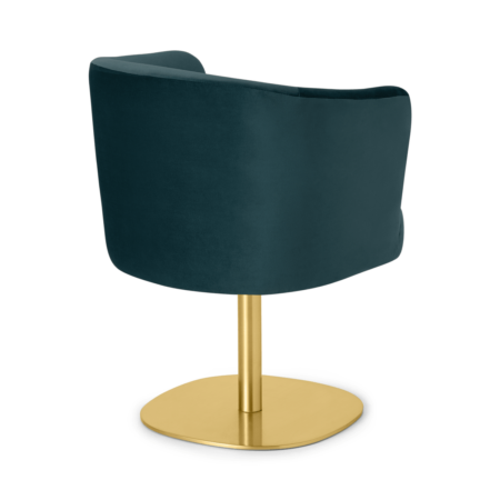Revy Office Chair, Steel Blue Velvet with Brass Leg