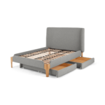Roscoe Double Bed With Storage Drawers, Cool Grey & Oak Legs