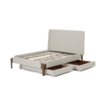 Roscoe Double Bed with Storage Drawers, Salcombe Beige & Dark Stain Oak