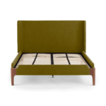 Roscoe King Size Bed, Olive Green & Dark Stain Oak Legs