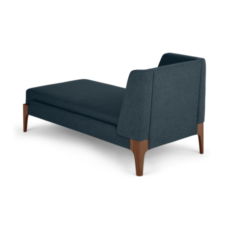 Roscoe Left Hand Facing Chaise Longue, Aegean Blue with Brown Leg