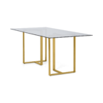 Saffie 6 Seat Dining Table, Brass & Glass
