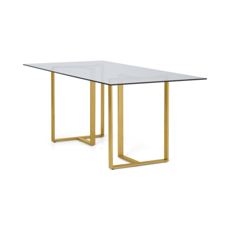 Saffie 6 Seat Dining Table, Brass & Glass