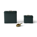Saskia Extra Large Pet Food Storage Set of 2 with Scoop, Green & Brass