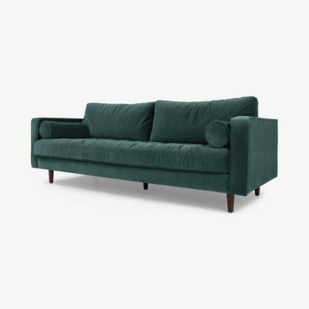 Scott 3 Seater Sofa, Petrol Cotton Velvet