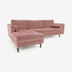 Scott 4 Seater Left Hand Facing Chaise End Corner Sofa, Blush Pink Cotton Velvet