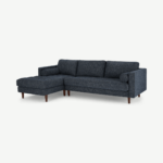 Scott 4 Seater Left Hand Facing Chaise End Corner Sofa, Cuba Blue Weave