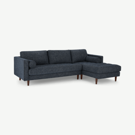 Scott 4 Seater Right Hand Facing Chaise End Corner Sofa, Cuba Blue Weave