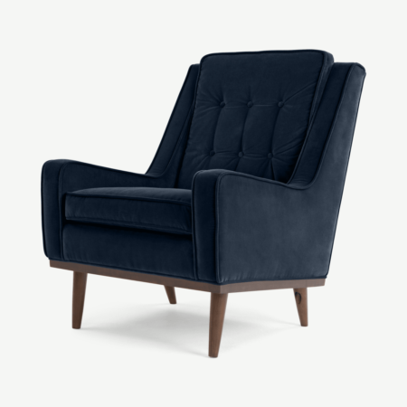 Scott Armchair, Navy Cotton Velvet