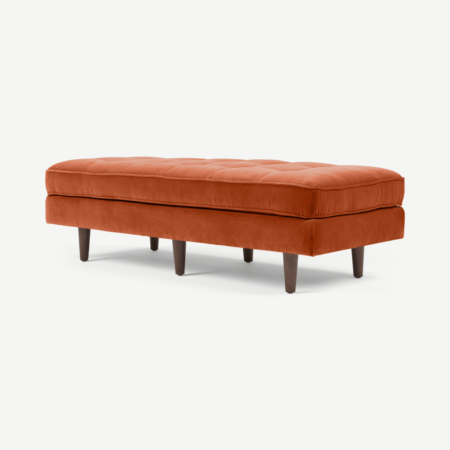 Scott Ottoman Bench, Burnt Orange Cotton Velvet