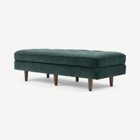 Scott Ottoman Bench, Petrol Cotton Velvet