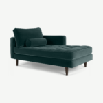 Scott Right Hand Facing Chaise Longue, Cotton Velvet Petrol