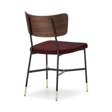 Set of 2 Amalyn Dining Chairs, Walnut & Rosewood Corduroy Velvet