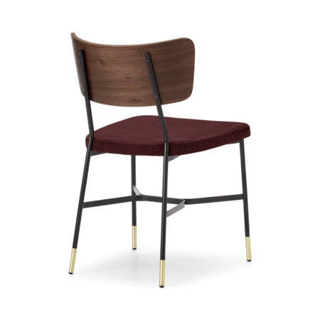 Set of 2 Amalyn Dining Chairs, Walnut & Rosewood Corduroy Velvet