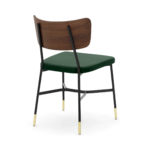 Set of 2 Amalyn Dining Chairs, Walnut and Pine Green Velvet