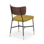 Set of 2 Amalyn Dining Chairs, Walnut and Vintage Gold Velvet