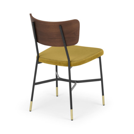 Set of 2 Amalyn Dining Chairs, Walnut and Vintage Gold Velvet