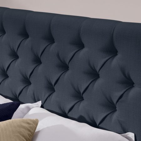 Skye Double Bed, Dark Blue Weave with Black Legs