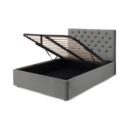 Skye Double Ottoman Storage Bed, Light Grey Velvet