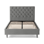 Skye King Size Bed, Light Grey Velvet & Black Legs