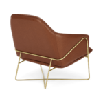 Stanley Accent Armchair, Pecan Brown Leather with Brass Frame