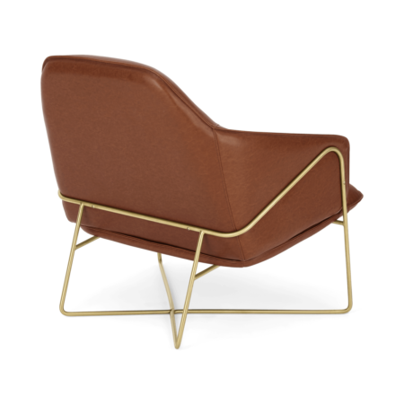 Stanley Accent Armchair, Pecan Brown Leather with Brass Frame