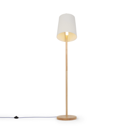 Sveinn Wood Floor Lamp, Wood & White