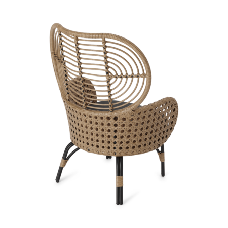 Swara Garden High back lounge Chair, Natural Polyrattan and Black