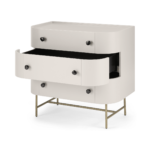 Tandy Chest Of Drawers, Light Grey with Gloss Black Handles & Brass Legs
