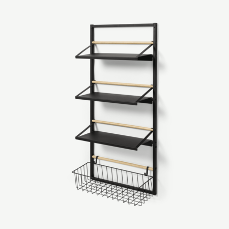 Tomas 4-Tier Wall-Mounted Kitchen Storage Shelf, Extra Large, Black