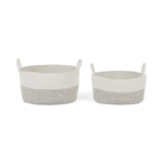 Toro Set of 2 Large Storage Baskets with Handles, White & Grey