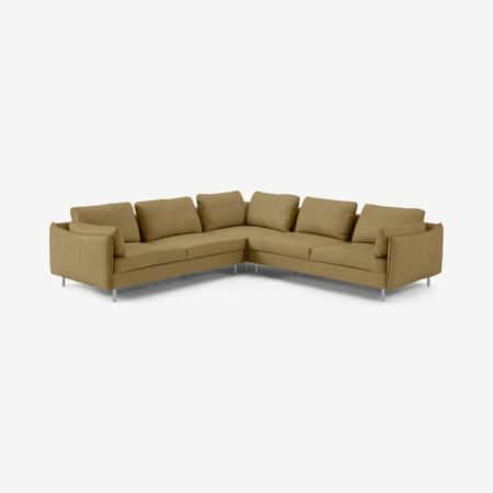 Vento 5 Seater Corner Sofa, Pale Tan Leather