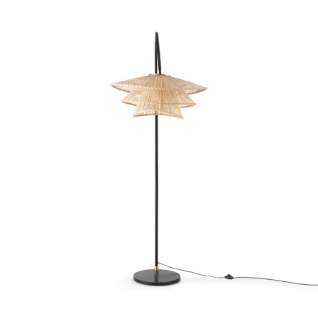 Weaver Arc Overreach Floor Lamp, Natural Bamboo