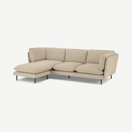 Wes 3 Seater Chaise End Corner Sofa, Stone Corduroy Velvet