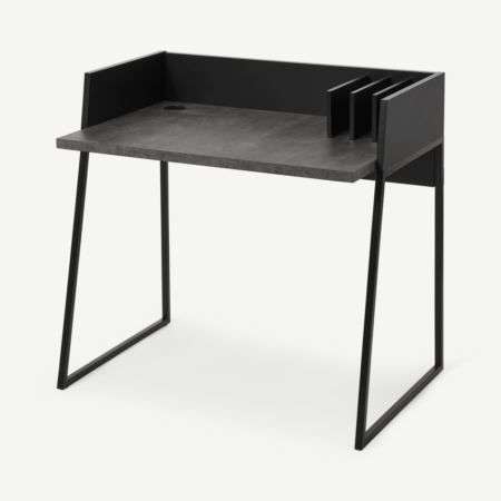 Arren Desk, Concrete Effect & Black Steel