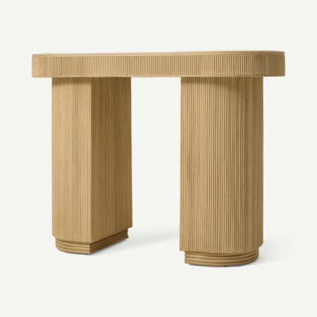 Azrou Oval Console Table, Natural Cane
