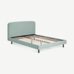 Besley Double Bed, Coral Blue Corduroy & Black