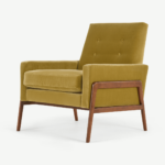 Cecil Accent Armchair, Cotton Velvet Gold