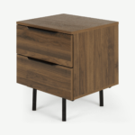 Damien Bedside Table, Walnut & Black